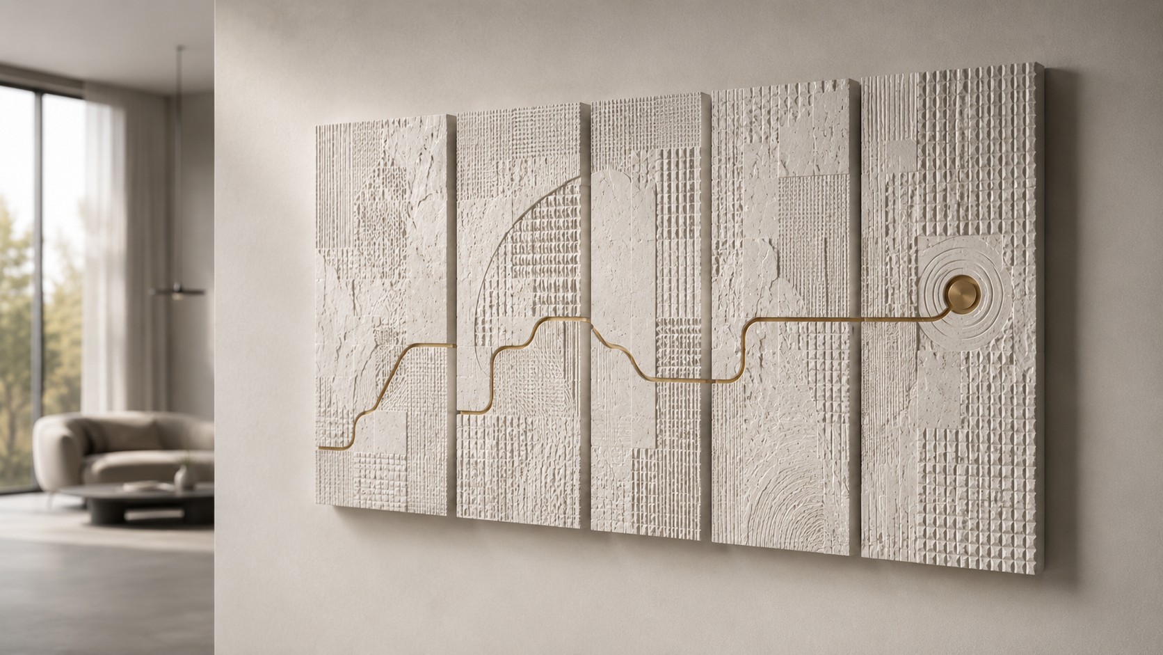 Abstraktes Relief in einem ruhigen Innenraum als Symbol für geordnete steuerliche Immobilienstrukturen